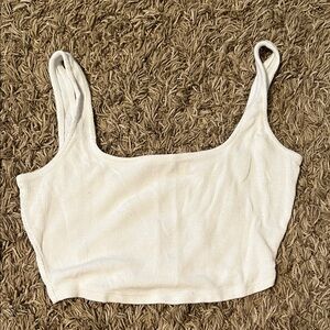 Zenana Outfitters White Ribbed Crop Top